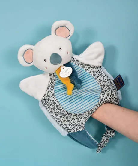 Doudou Koala marionnette - Petit sac - Amusette 3 EN 1- 30 cm