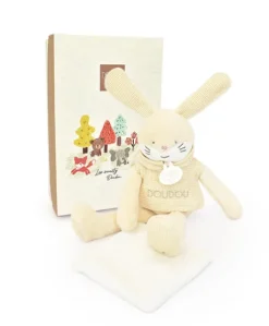 Doudou Lapin beige avec mouchoir - Sweety - 25 cm