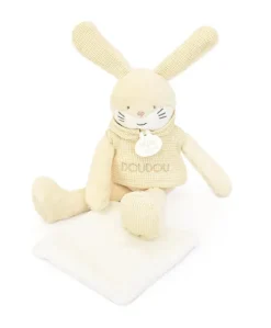 Doudou Lapin beige avec mouchoir - Sweety - 25 cm