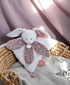 Doudou LAPIN blanc avec pétales - BOH'AIME -