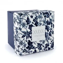 Doudou LAPIN bleu Marine avec mouchoir - BOH'AIME -