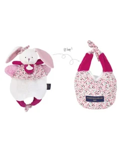 Doudou Lapin marionnette - Petit sac - Amusette 3 EN 1