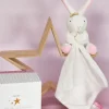 Doudou lapin mouchoir rose lapin étoile - 10 cm