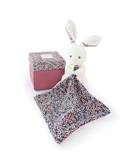 Doudou LAPIN ROSE avec mouchoir - BOH'AIME -