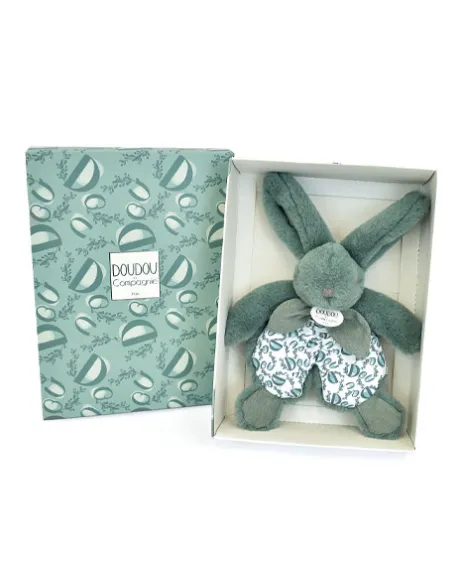 DOUDOU® lapin vert - Doudou plat - 18 cm