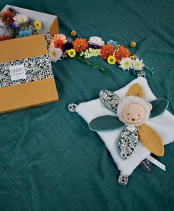 Doudou LION blanc avec pétales - BOH'AIME