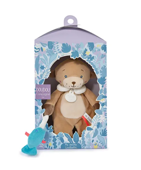 Doudou Loutre marron avec poisson - "Ma petite Louloutre"