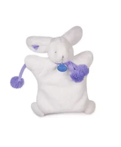 Doudou Marionnette Lapin Pompon Violet