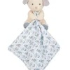Doudou mouchoir chien bleu en coton BIO -15 cm
