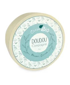 Doudou mouchoir chien bleu en coton BIO -15 cm