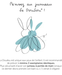 Doudou mouchoir chien bleu en coton BIO -15 cm