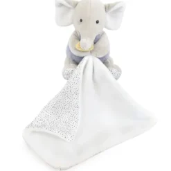 Doudou mouchoir elephant bleu et gris - 11 cm