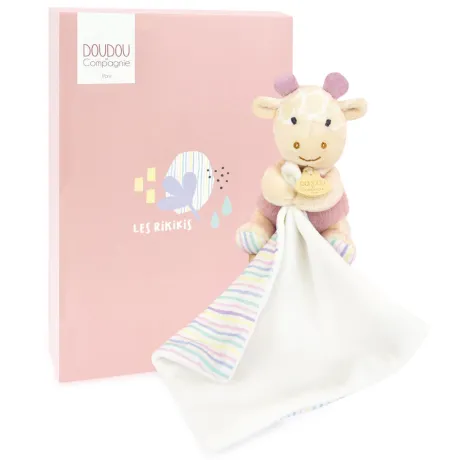 Doudou mouchoir Girafe rose - 11 cm