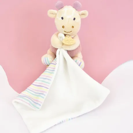 Doudou mouchoir Girafe rose - 11 cm