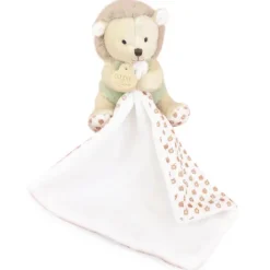 Doudou mouchoir hérisson vert et marron - 11 cm
