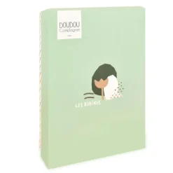 Doudou mouchoir hérisson vert et marron - 11 cm