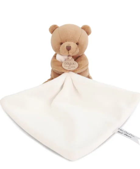Doudou mouchoir- Mon petit ourson - Marron - 10 cm