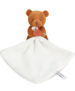 Doudou mouchoir- Mon petit ourson - Orange - 10 cm