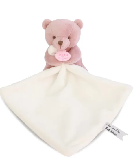 Doudou mouchoir- Mon petit ourson - Rose - 10 cm