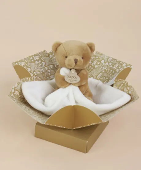 Doudou mouchoir- Mon petit ourson - Marron - 10 cm