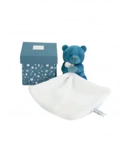 Doudou mouchoir- Mon petit ourson - Bleu - 10 cm