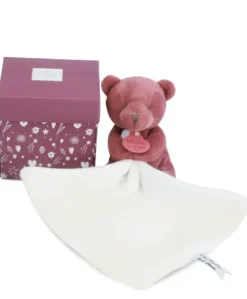 Doudou mouchoir- Mon petit ourson - Rouge bordeaux- 10 cm
