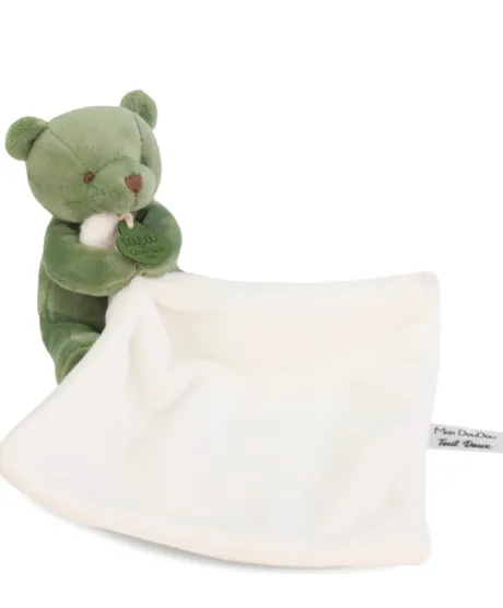 Doudou mouchoir- Mon petit ourson - Vert - 10 cm