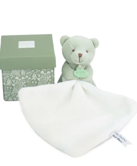 Doudou mouchoir- Mon petit ourson - Vert Clair - 10 cm