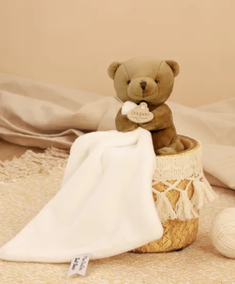 Doudou mouchoir- Mon petit ourson - Marron - 10 cm