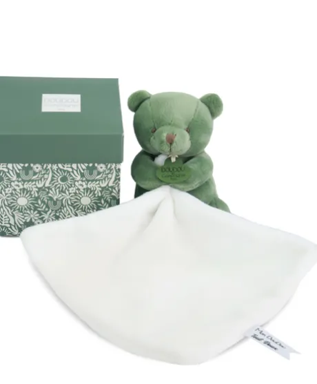 Doudou mouchoir- Mon petit ourson - Vert - 10 cm