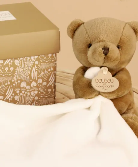 Doudou mouchoir- Mon petit ourson - Marron - 10 cm