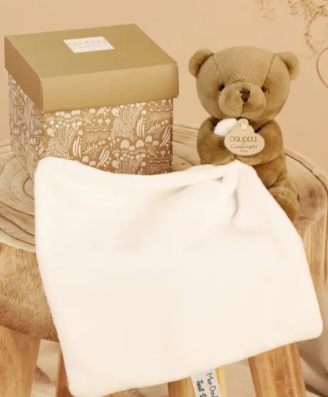 Doudou mouchoir- Mon petit ourson - Marron - 10 cm