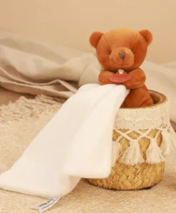 Doudou mouchoir- Mon petit ourson - Orange - 10 cm