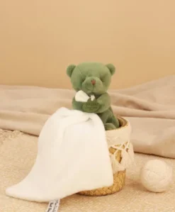 Doudou mouchoir- Mon petit ourson - Vert - 10 cm