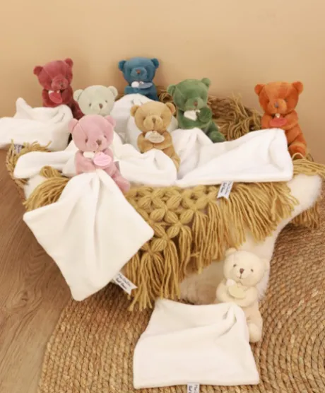 Doudou mouchoir- Mon petit ourson - Vert - 10 cm