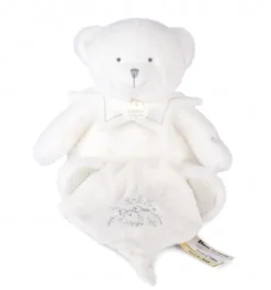 Doudou mouchoir ours Blanc - 30 cm - Collection Anniversaire