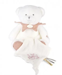 Doudou mouchoir ours Rose - 30 cm - Collection Anniversaire