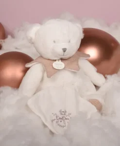 Doudou mouchoir ours Rose - 30 cm - Collection Anniversaire