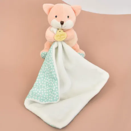Doudou mouchoir renard orange - 11 cm