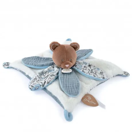 Doudou OURS bleu avec pétales - BOH'AIME -