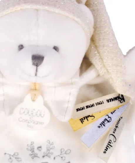 Doudou Ours cape Blanc - 25 cm - Collection Anniversaire