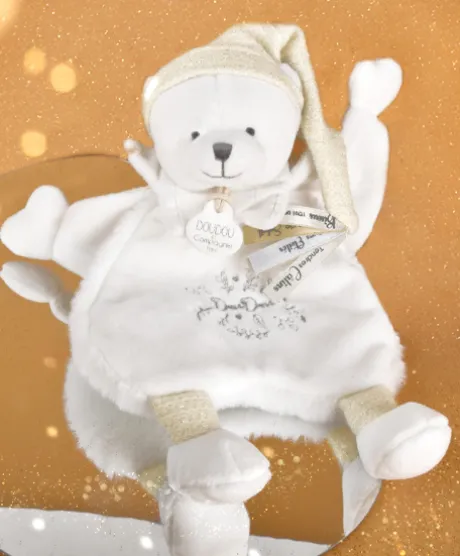 Doudou Ours cape Blanc - 25 cm - Collection Anniversaire