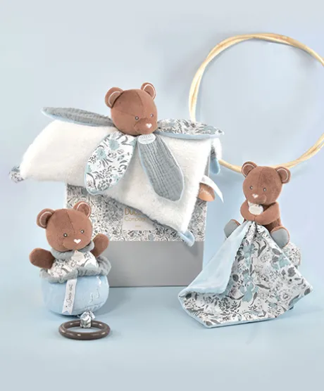 Doudou Ours Marron avec mouchoir - BOH'AIME