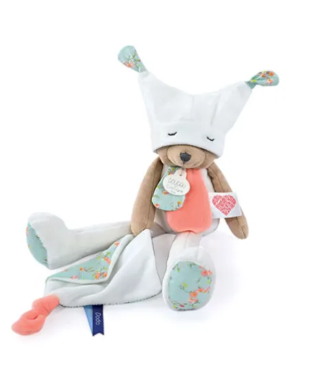 Doudou ours mouchoir 3 histoires - Blanc