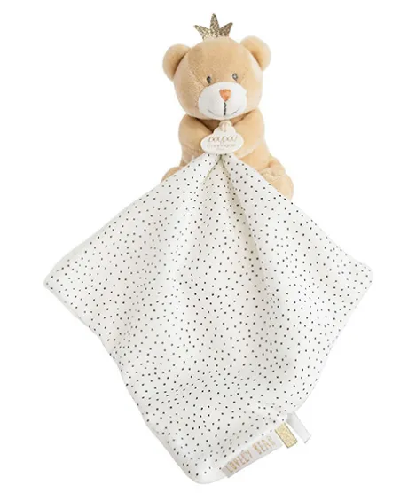 Doudou ours mouchoir marron Petit Roi - 10 cm