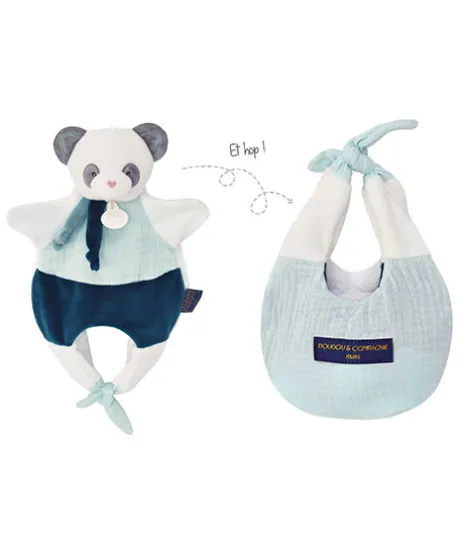 Doudou Panda marionnette - Petit sac - Amusette 3 EN 1