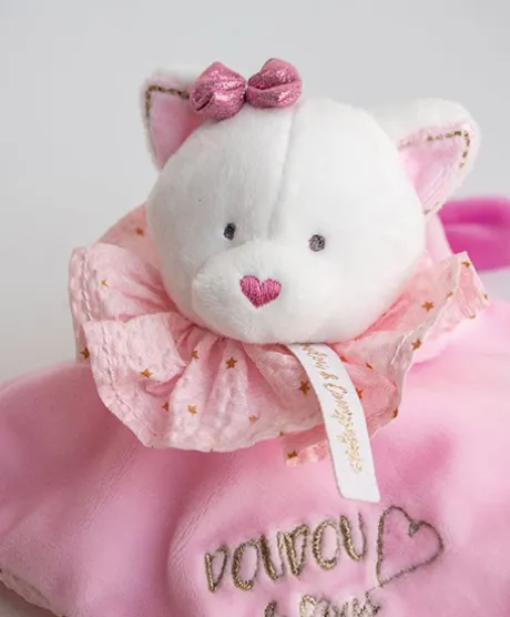 Doudou plat Chat rose - Attrape-rêves - 20 cm