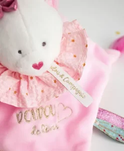 Doudou plat Chat rose - Attrape-rêves - 20 cm