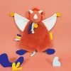 Doudou plat dinosaure orange Lou - 25  cm