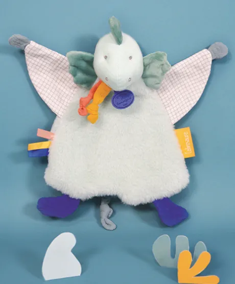 Doudou plat dinosaure vert Filou - 25 cm